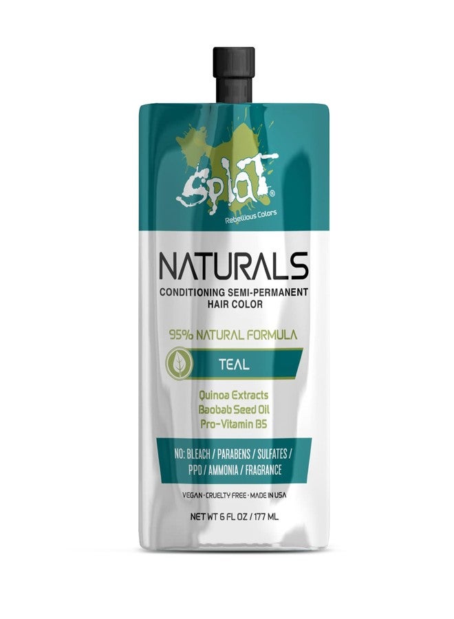 Splat Naturals Semi-Permanent Hair Color, Teal, 6 fl. oz., 95% Natural Hair Dye Formula Lasts Up to 30 Washes, Vegan & Cruelty-Free Semi Permanent Hair Color - Image 1